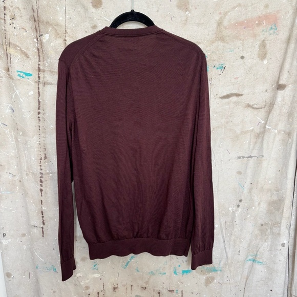 Reiss Wessex Merino Wool Crew Neck Jumper in Bordeaux - Picture 4 of 5